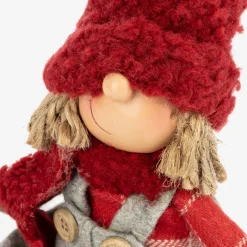 Figura decorativa Muñeco sentado con gorro 28cm