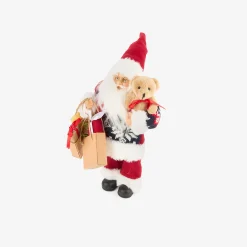 Figura decorativa Santa Claus con bolsa regalos y peluche 30cm