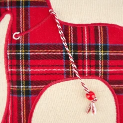 Funda de cojín Caballo balancín de tartán 45x45cm