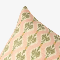 Funda de cojín de algodón rosa claro Ikat 45x45cm