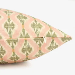 Funda de cojín de algodón rosa claro Ikat 45x45cm