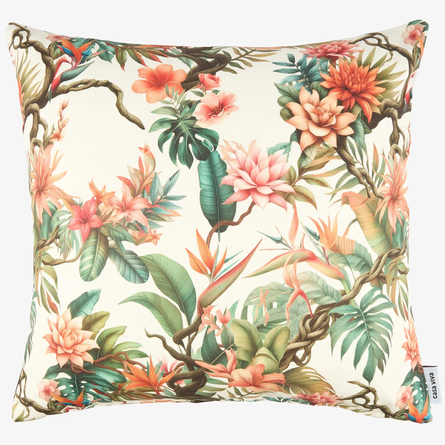 Funda de cojín de algodón Tropical 45x45cm