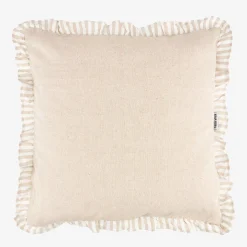 Funda de cojín de algodón volante beige Timoti 45x45cm