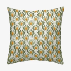 Funda de cojín de algodón verde y naranja cuadrada Tarka 45x45cm