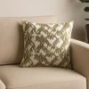 Funda de cojín de algodón verde y blanca cuadrada Nalia 45x45cm