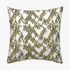 Funda de cojín de algodón verde y blanca cuadrada Nalia 45x45cm