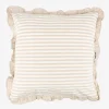Funda de cojín de algodón volante rayas beige Timoti 45x45cm