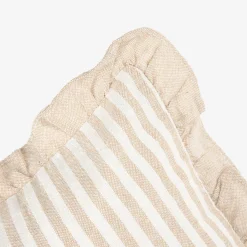 Funda de cojín de algodón volante rayas beige Timoti 45x45cm