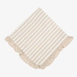 Funda de cojín de algodón volante rayas beige Timoti 45x45cm