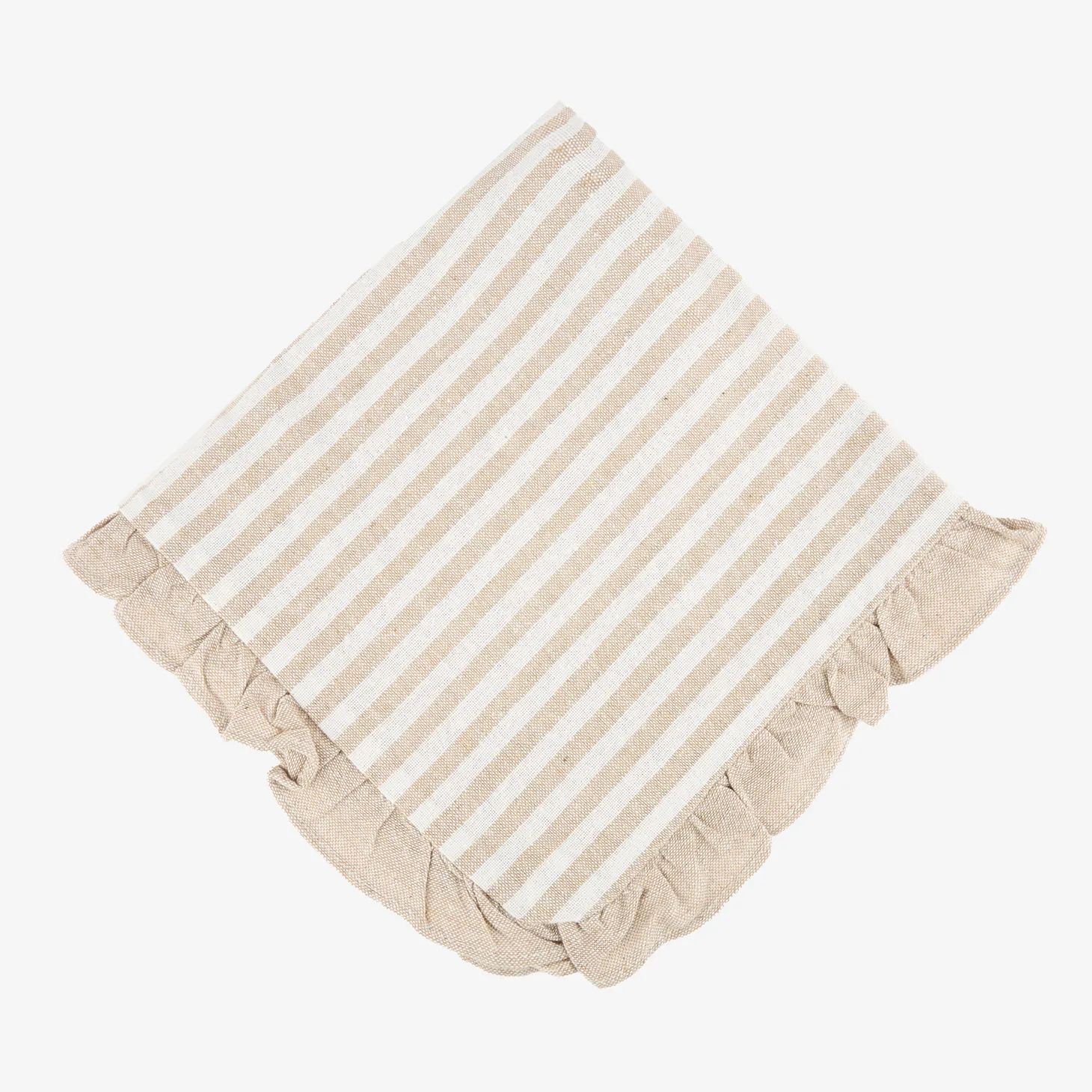 Funda de cojín de algodón volante rayas beige Timoti 45x45cm