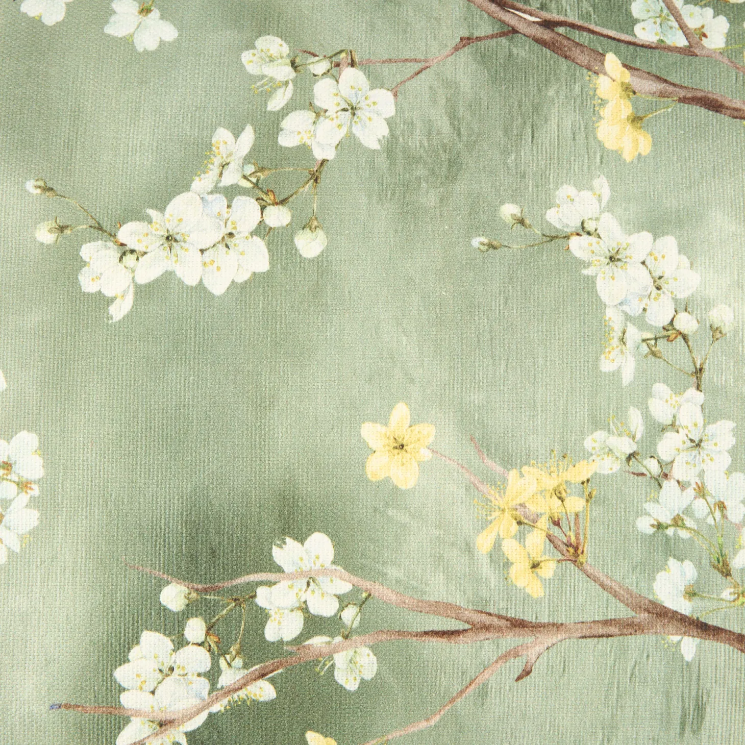 Funda de cojín de algodón verde Sakura 45x45cm