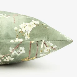 Funda de cojín de algodón verde Sakura 45x45cm