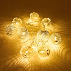 Guirnalda de luces con 10 bolas LED plateadas