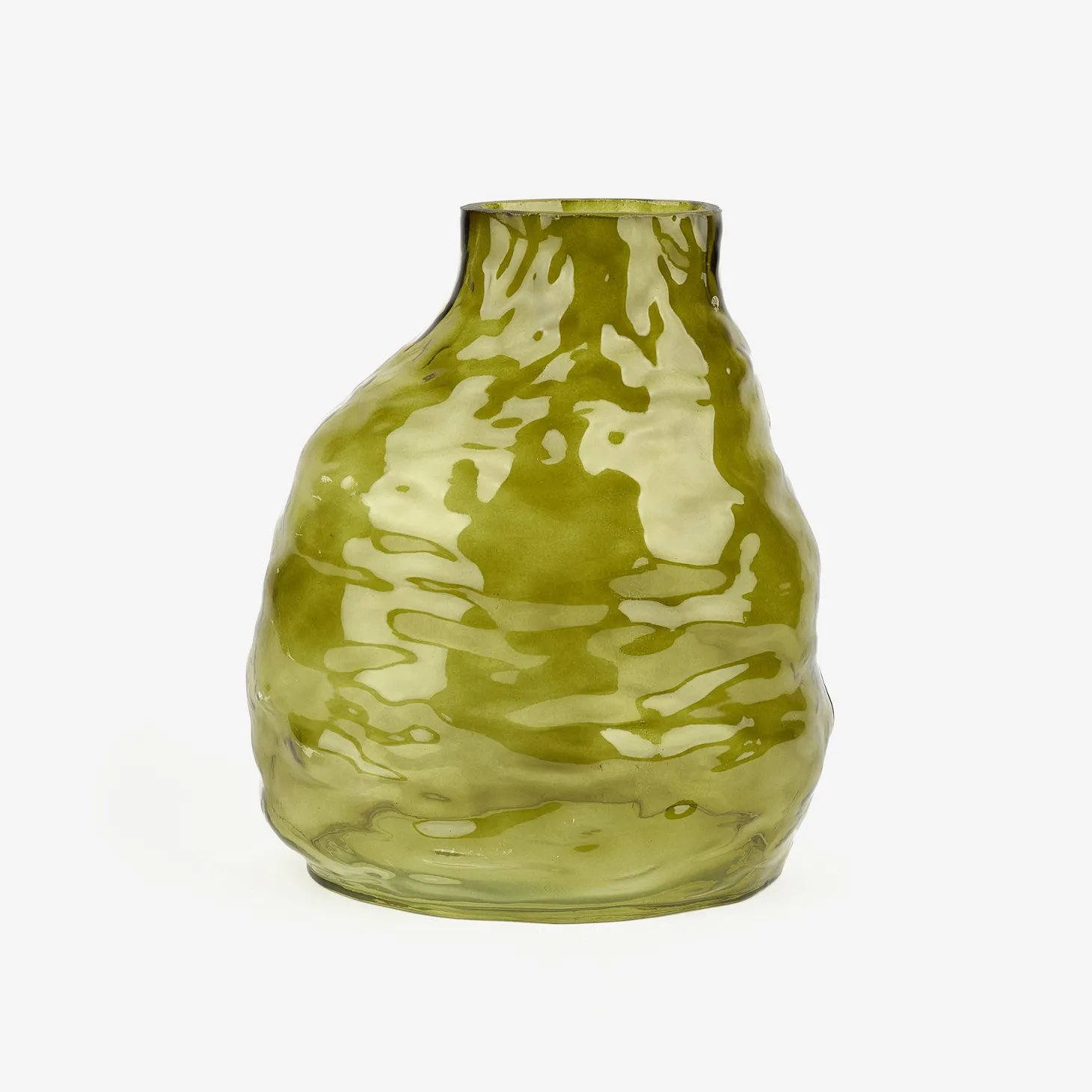 Jarrón de cristal verde Biras 21x15x25cm