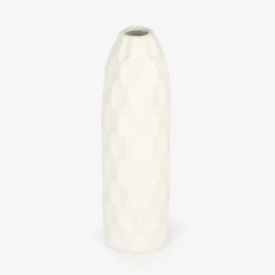 Jarrón de gres blanco Simón Ø9x31cm