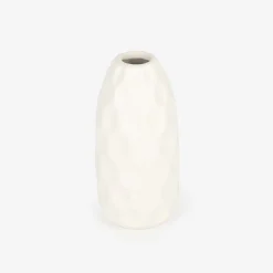 Jarrón de gres blanco Simón Ø9x19cm