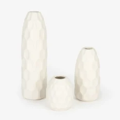 Jarrón de gres blanco Simón Ø9x19cm