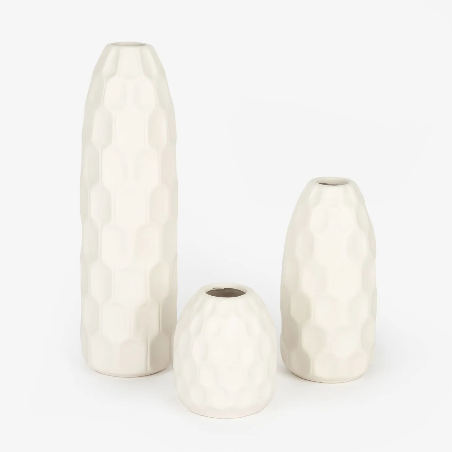 Jarrón de gres blanco Simón Ø9x19cm