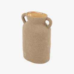 Jarrón de porcelana con asas topo Baru 14,5x9,5x21,3cm