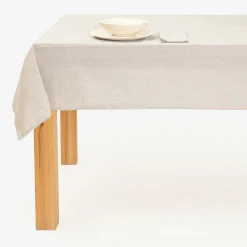 Mantel de algodón beige liso 150x200cm