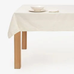 Mantel de algodón beige Vainica 140x140cm