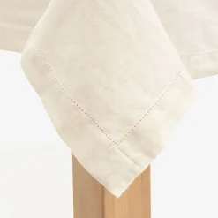 Mantel de algodón beige Vainica 140x140cm