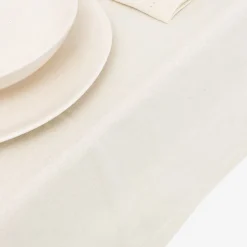 Mantel de algodón beige Vainica 140x140cm