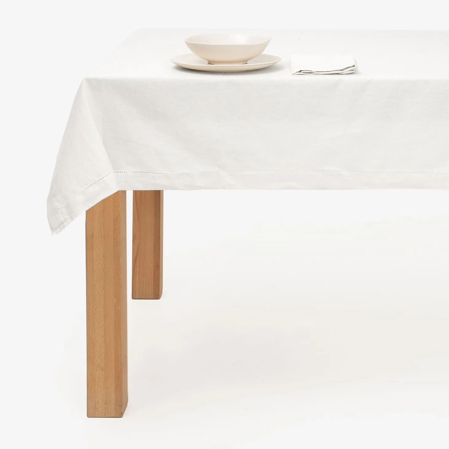 Mantel de algodón blanco Vainica 140x140cm