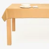 Mantel de algodón con flecos mostaza 140x250cm