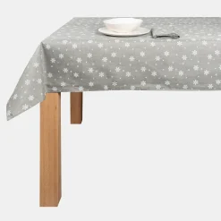 Mantel de Navidad gris Copos de nieve 150x250cm