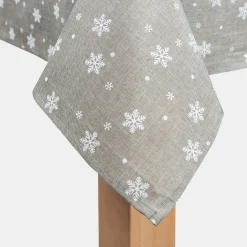 Mantel de Navidad gris Copos de nieve 150x250cm