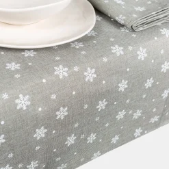 Mantel de Navidad gris Copos de nieve 150x250cm