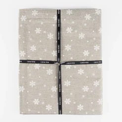 Mantel de Navidad gris Copos de nieve 150x250cm