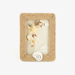 Marco de fotos de madera MDF y cuerda Concha 10x15cm