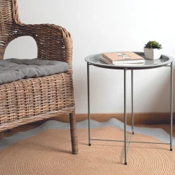 Mesa auxiliar de acero gris Nora Ø47x50cm