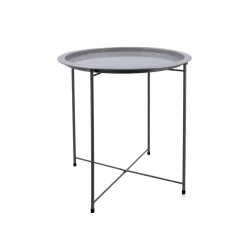 Mesa auxiliar de acero gris Nora Ø47x50cm