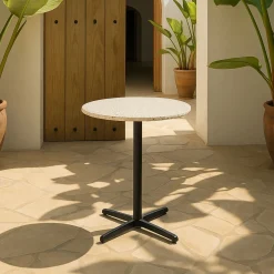 Mesa auxiliar de jardín de piedra blanca Nilo Ø60x72cm