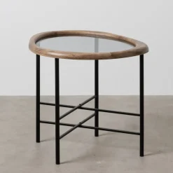 Mesa auxiliar de madera y metal 61x50x53cm