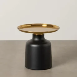 Mesa auxiliar de metal negra y dorada Ø50x47,50cm