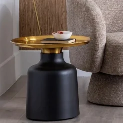 Mesa auxiliar de metal negra y dorada Ø50x47,50cm
