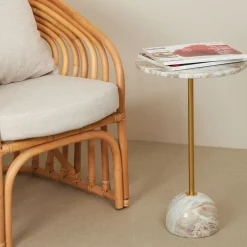 Mesa auxiliar de mármol beige Kern Ø35x58cm Clau&Chloe