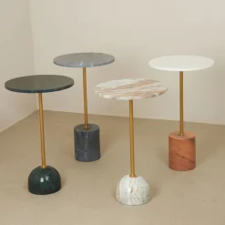 Mesa auxiliar de mármol beige Kern Ø35x58cm Clau&Chloe