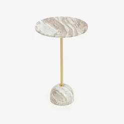Mesa auxiliar de mármol beige Kern Ø35x58cm Clau&Chloe