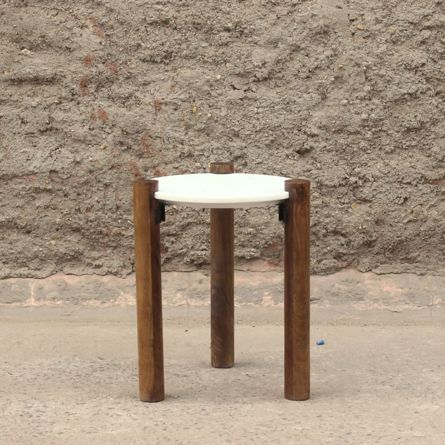 Mesa auxiliar de mármol y madera Houston Ø40x50cm Clau&Chloe