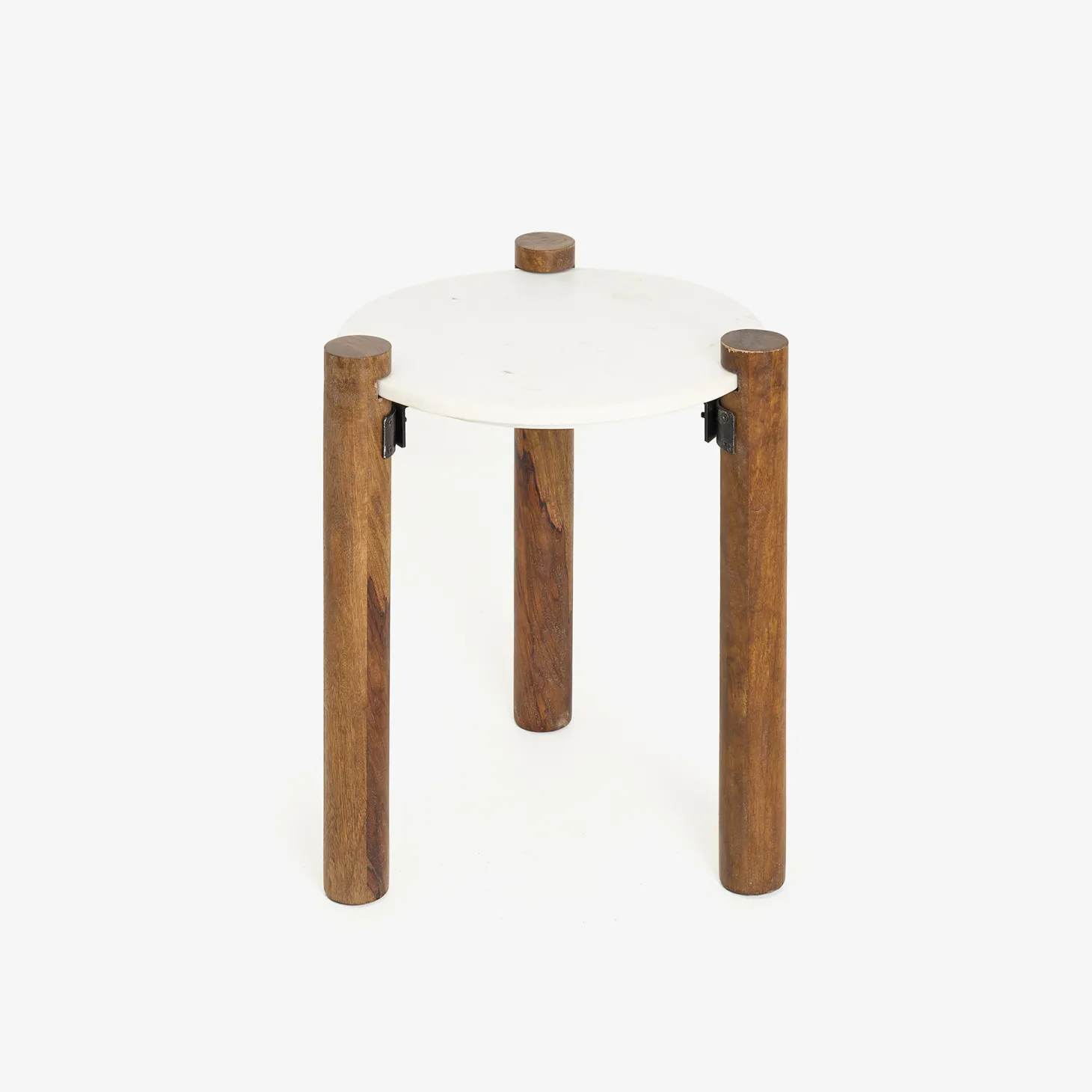 Mesa auxiliar de mármol y madera Houston Ø40x50cm Clau&Chloe
