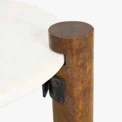 Mesa auxiliar de mármol y madera Houston Ø40x50cm Clau&Chloe