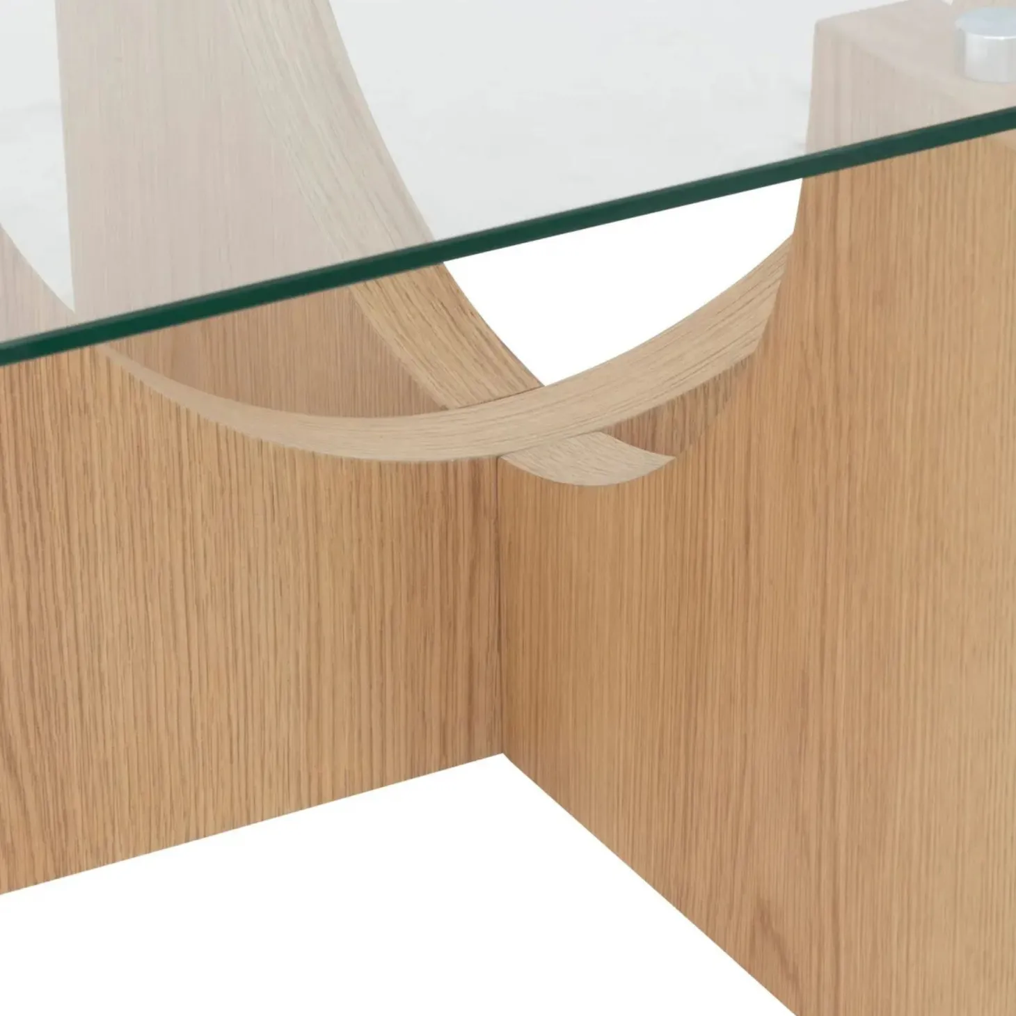 Mesa de centro de cristal y madera DM Milán 85x85x45cm