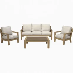 Mesa de centro de jardín de aluminio efecto madera Durres 120x72x41cm