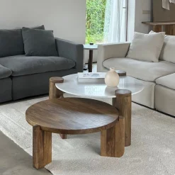Mesa de centro de madera de mango Polanco Ø80x35cm Clau&Chloe