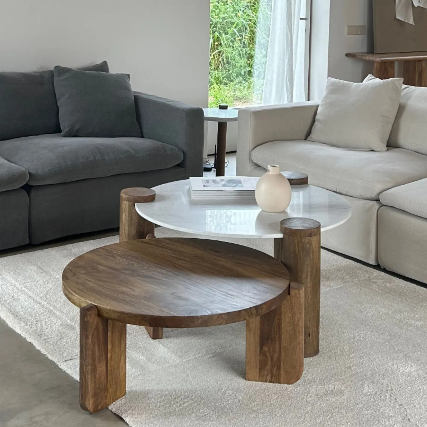 Mesa de centro de madera de mango Polanco Ø80x35cm Clau&Chloe
